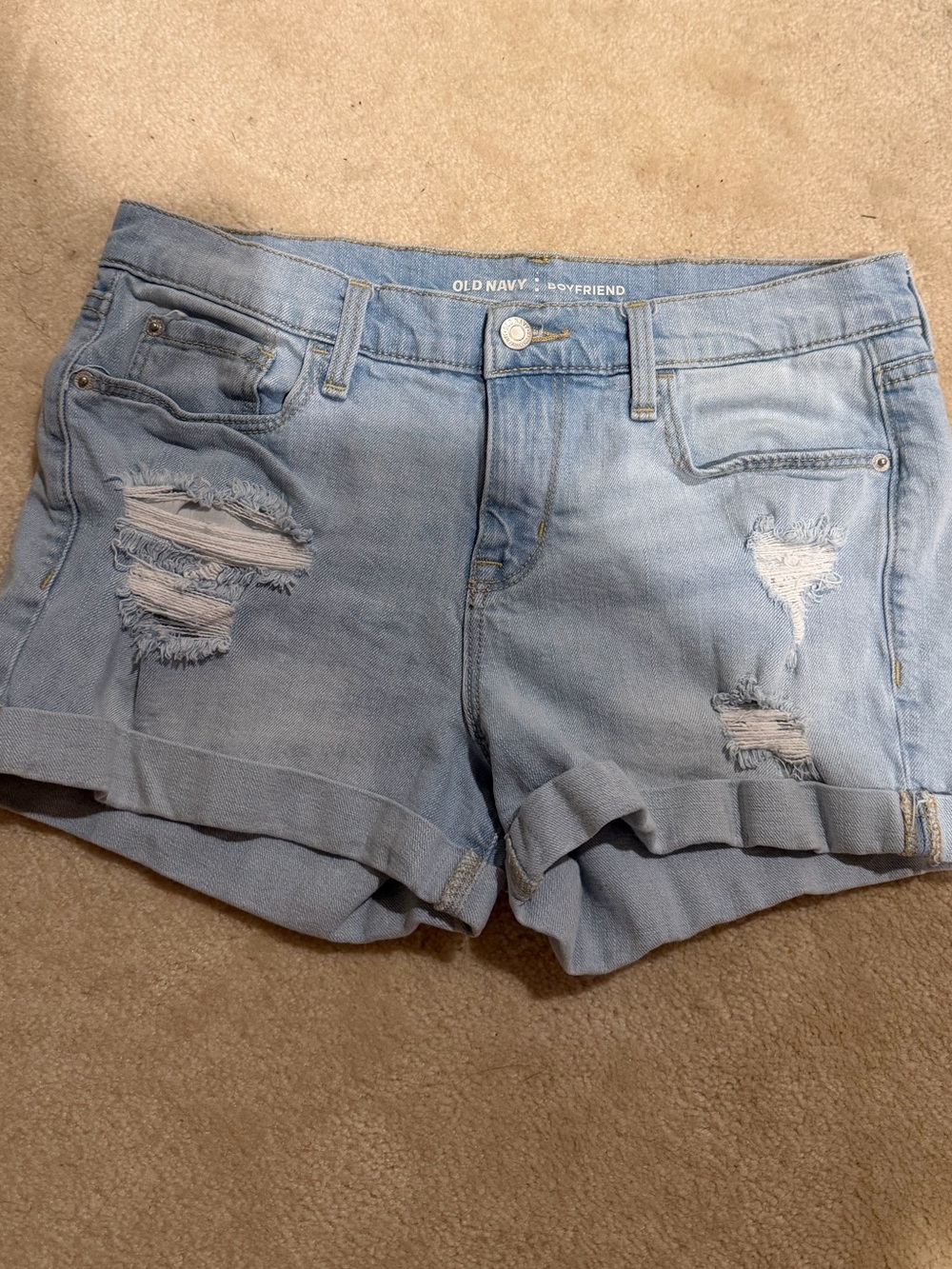 Old Navy Light Blue Boyfriend Denim Shorts Sz 8